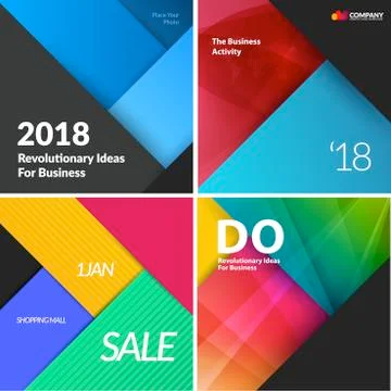Set of material design abstract templates. Creative modern business background Stock Illustration
