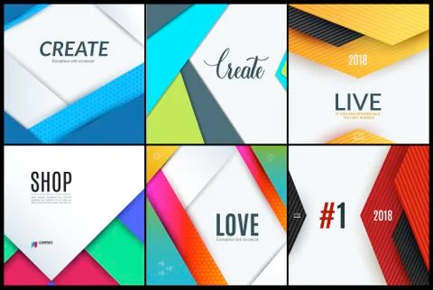 Set. Material design of abstract vector elements for graphic template. Stock Illustration