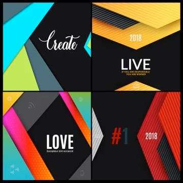 Set. Material design of abstract vector elements for graphic template. Illustrazione stock