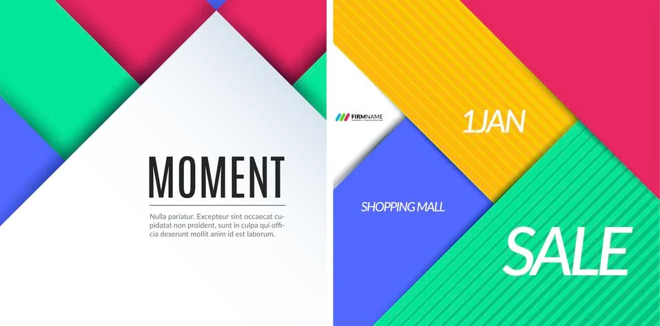 Set. Material design of abstract vector elements for graphic template. Illustrazione stock