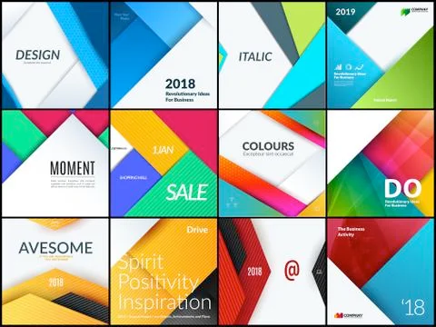 Set. Material design of abstract vector elements for graphic template. 스톡 일러스트