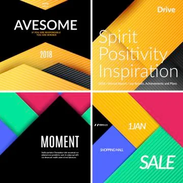 Set. Material design of abstract vector elements for graphic template. Illustrazione stock