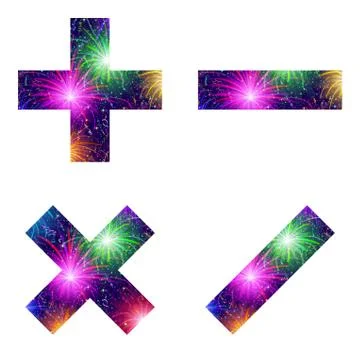 Set of mathematical signs, firework Stock Illustration