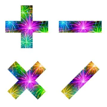 Set of mathematical signs, firework Stock Illustration