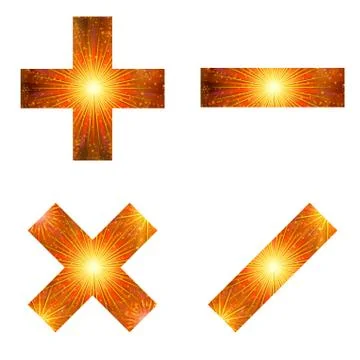 Set of mathematical signs, firework Stock Illustration