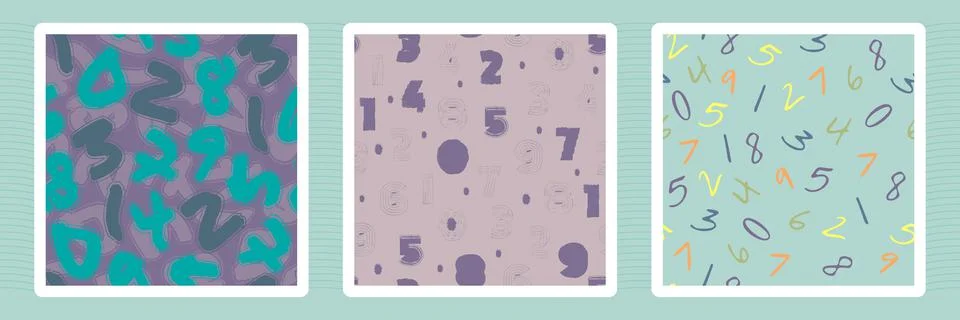 Set of mathematical symbols pattern background with child cute numbers alphab Stock Illustration