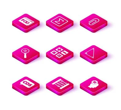 Set Mathematics function cosine, Abacus, Calculation, Calculator, Triangle .. Stock Illustration