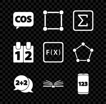 Set Mathematics function cosine, Geometric figure Square, Sigma symbol, Equat Stock Illustration