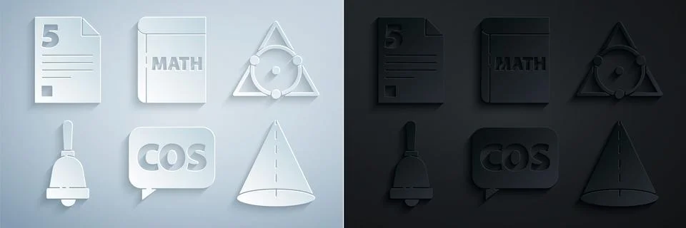 Set Mathematics function cosine, Triangle math, Ringing bell, Geometric figure Stock Illustration