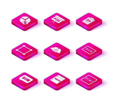 Set Mathematics function sine Book with word mathematics Geometric figure Squ Stock Illustration