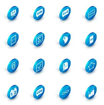 Set Mathematics function sine, Equation solution, Chalkboard, Tablet with Stock Illustration