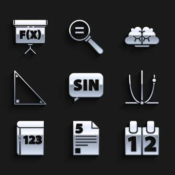 Set Mathematics function sine, Test or exam sheet, Calendar, Graph, schedule Stock Illustration