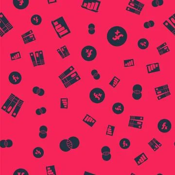 Set Mathematics sets A and B, Laptop with graph chart, Office folders and Stock Illustration