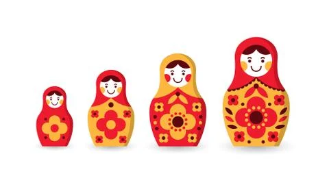 Set of matryoshka russian nesting dolls Stock Illustration