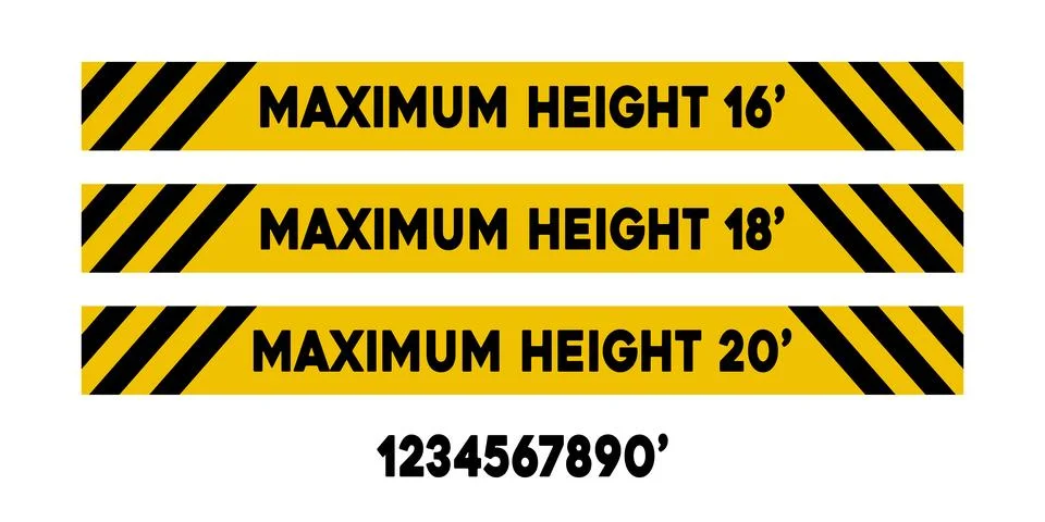 Set of maximum height warning signs Stock Illustration