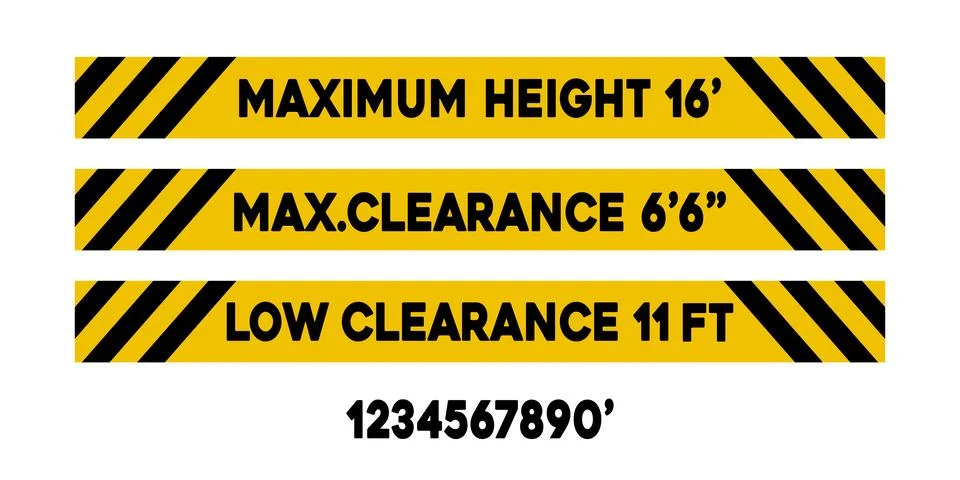 Set of maximum height warning signs Stock Illustration