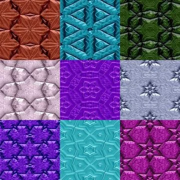 Set of mayan ornaments seamless generated textures Stock Illustration