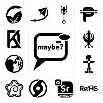 Set of maybe, rohs, strontium, official hurricane, hanamaru, fallen soldier,  Illustrazione stock gratuita