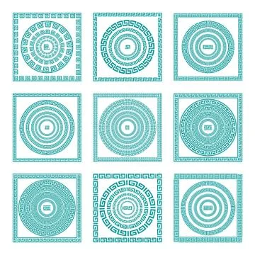 Set of meander borders and frames. Ancient traditional greek decoration. gr.. Stock Illustration