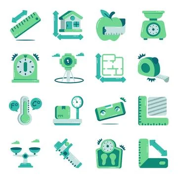 Set of Measurement Flat Icons Stock Illustration