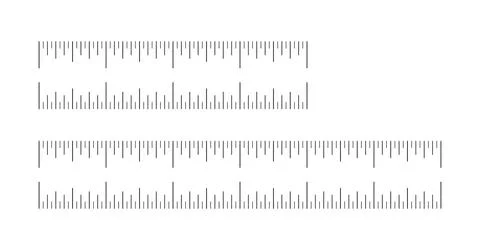 Set of measuring chart with 4, 6 inches. Ruler scales. Sewing tool mockup Ilustração Stock
