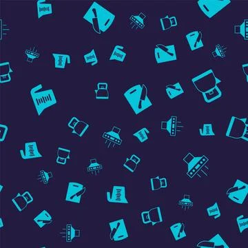 Set Measuring cup, Kettle with handle, Cutting board knife and Kitchen extractor Illustration