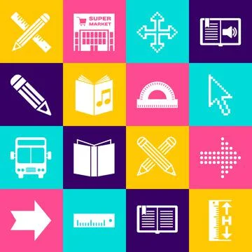 Set Measuring height and length, Dots arrow, Pixel cursor, arrows four Illustrazione stock