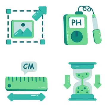 Set of Measuring Instruments Flat Icons 스톡 일러스트
