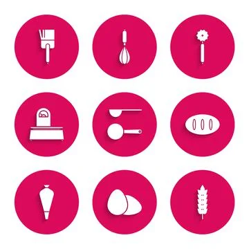 Set Measuring spoon, Chicken egg, Cereals with rice, wheat, corn, oats, rye Illustrazione stock