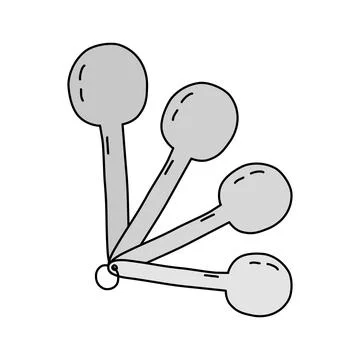 Set of measuring spoons, cooking or baking kitchen design element, vector Stock Illustration