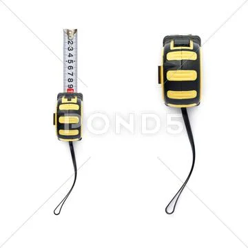 Set of Measuring tape over isolated white background Stock Photos