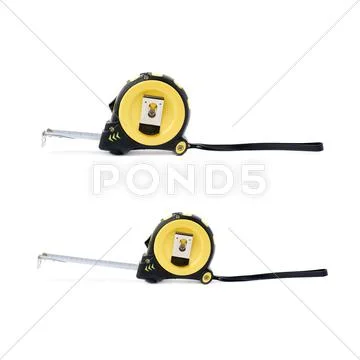 Set of Measuring tape over isolated white background Stock Photos