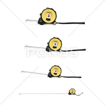 Set of Measuring tape over isolated white background Stock Photos