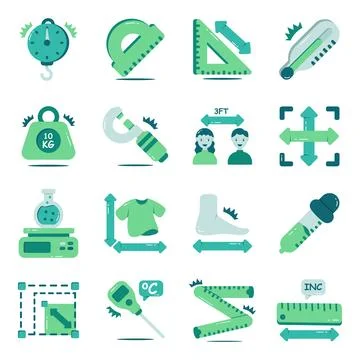 Set of Measuring Tools Flat Icons Stock Illustration