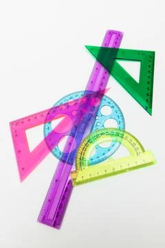 Set of measuring tools on white background Stock Photos