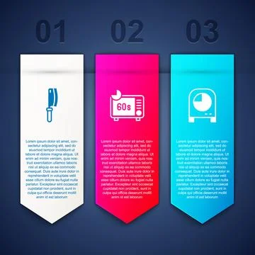 Set Meat chopper, Microwave oven and Kitchen timer. Business infographic te.. Stock Illustration