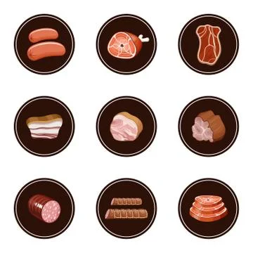 Set meat products. Stock Illustration