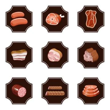 Set meat products. Stock Illustration
