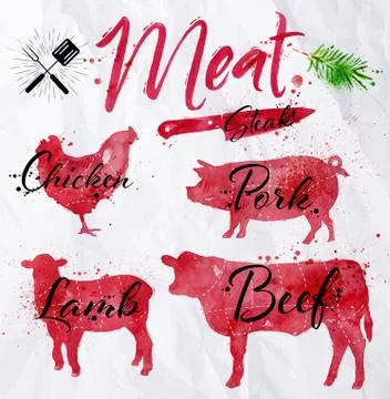Set meat silhouettes Stock Illustration