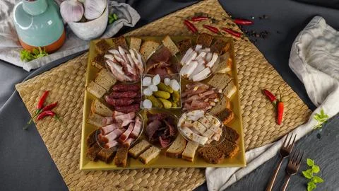 A set of meat snacks Stock Photos