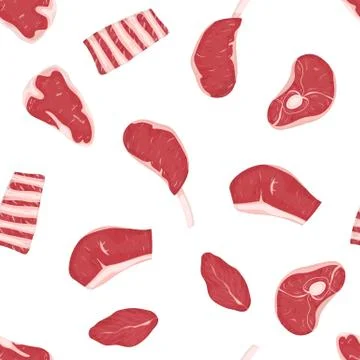 Set of meats cuts. Illustrazione stock
