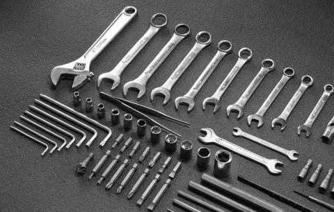 Set of mechanical hand tools studio isolated Stock Photos
