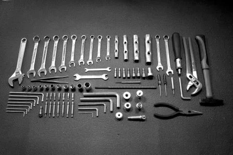 Set of mechanical hand tools studio isolated Stock Photos