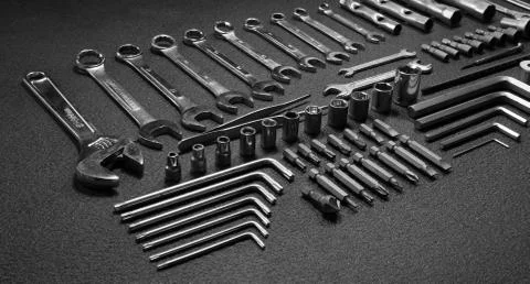 Set of mechanical hand tools studio isolated Stock Photos