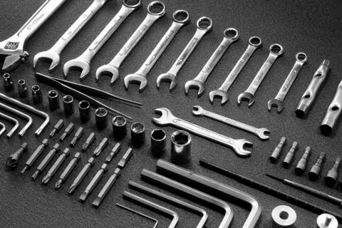 Set of mechanical hand tools studio isolated Stock Photos