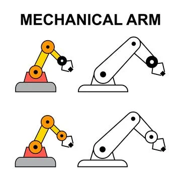 Set of Mechanical robot arm machine icon, technology hydraulic robotic hand, Stock-Illustration