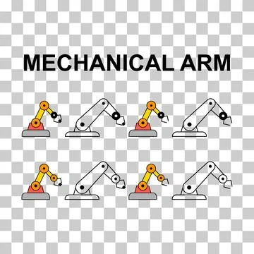 Set of Mechanical robot arm machine icon, technology hydraulic robotic hand, Stock-Illustration