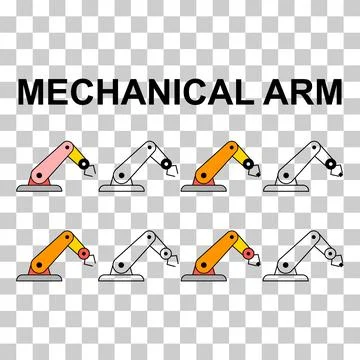 Set of Mechanical robot arm machine icon, technology hydraulic robotic hand, Stock-Illustration