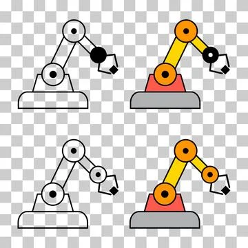 Set of Mechanical robot arm machine icon, technology hydraulic robotic hand, Illustrazione stock