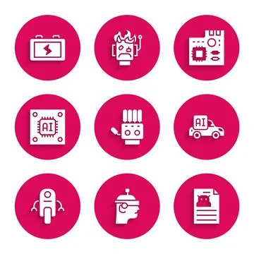 Set Mechanical robot hand, Smart glasses, Technical specification, Autonomous Stockillustratie